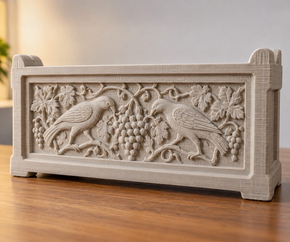 Pseudosarcophagus Slab With Birds Pecking At Grapes إلهام تصميم إبداعي للطباعة ثلاثية الأبعاد