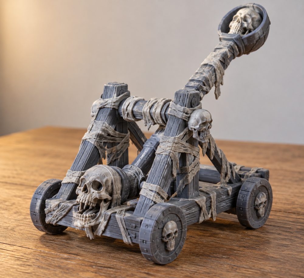 Skull Catapult Mummified Undead 3D Baskı için Yaratıcı Tasarım İlhamı
