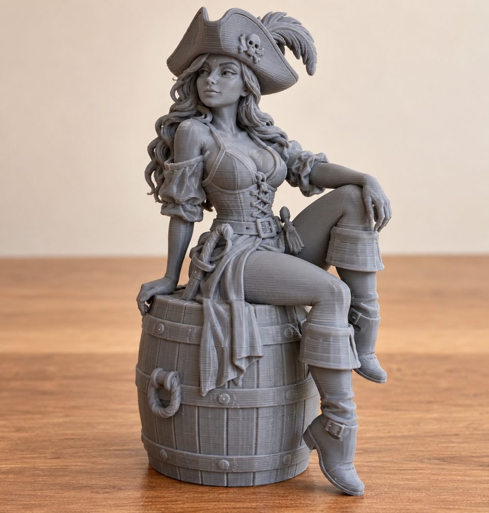 Pirate Striker Sitting Corsair Female Barrel Идея креативного дизайна для 3D-печати